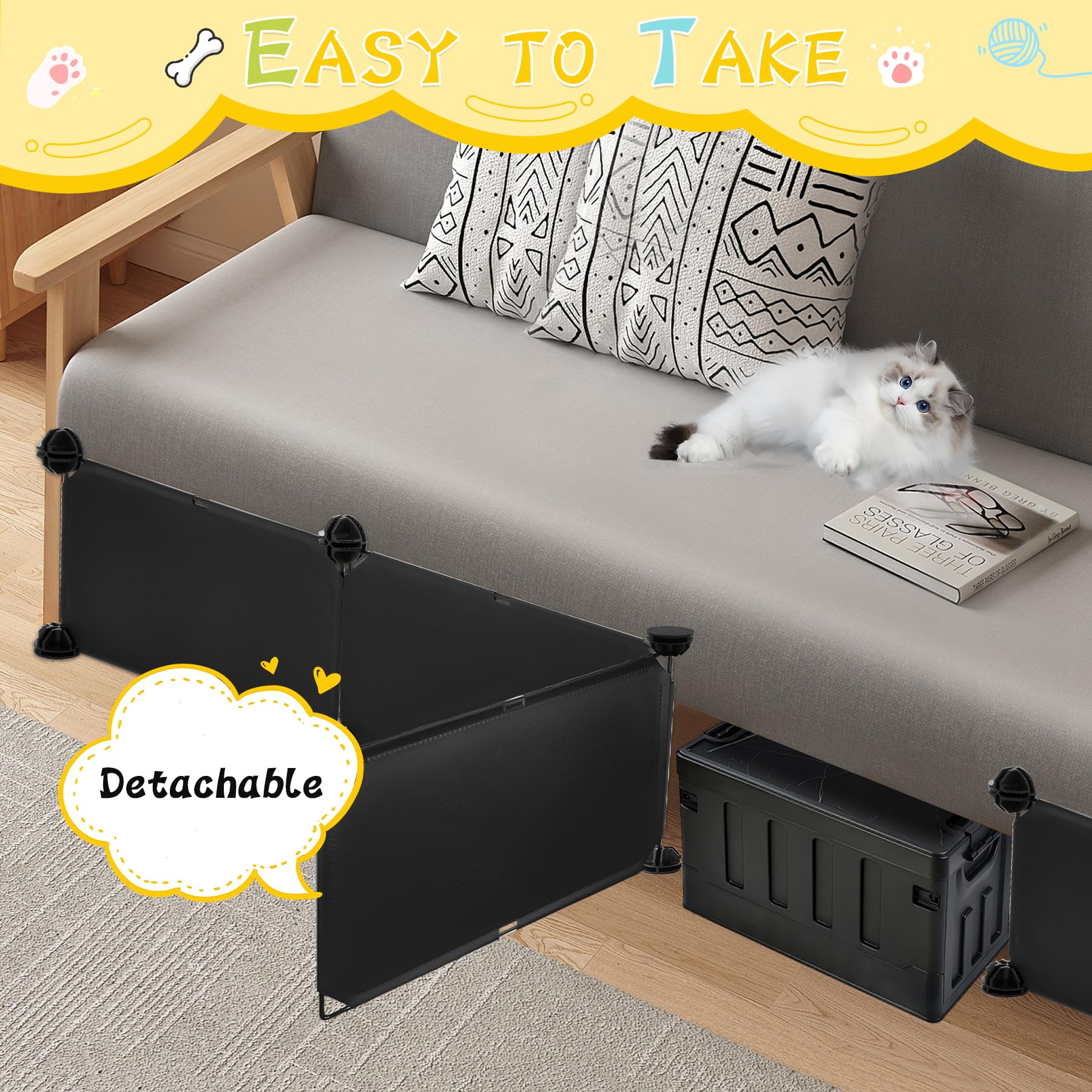 Under The Bed Blockers For Pets 14Pcs Couch Blockers For Toys Keep Dogs Off Couch Sofa Furniture,Durable Detachable Under Couch